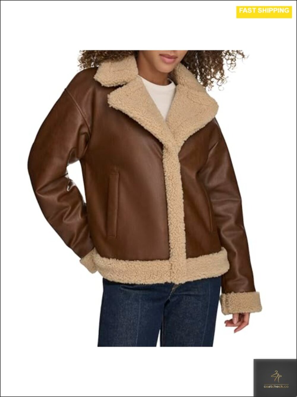 Faux Leather Sherpa Lined Moto Jacket Women's Long Sleeve Zip Front